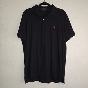 US Polo Assn Shirt Black Red Pony Cotton Short Sleeve Polo Mens XL